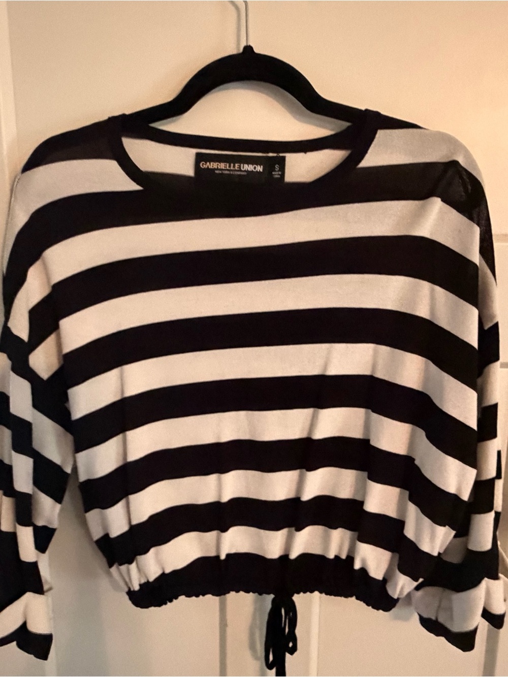 Black and White Striped Cropped Sweater